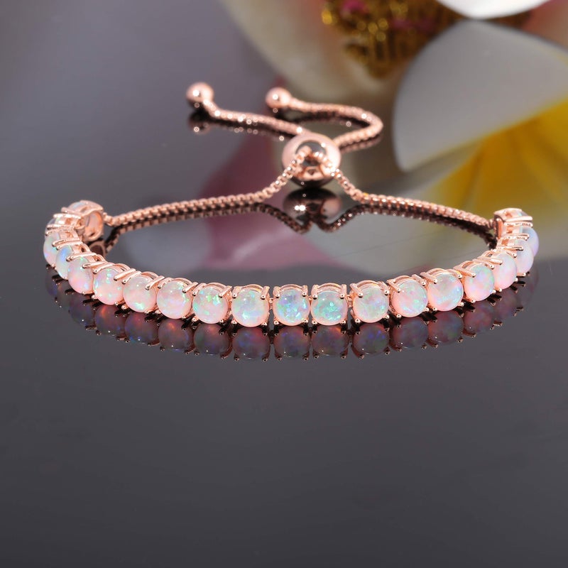 CiNily Mother's Day Gift Rose Gold Bracelet-Adjustable Opal Tennis Bracelet Fashion Jewelry Gifts for Women - Image 2